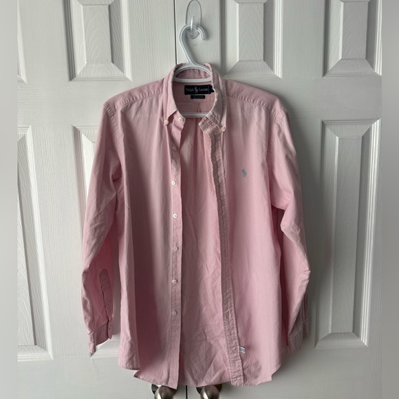 Ralph Lauren Other - Vintage Polo Baby Pink Button Down with Baby Blue Pony Logo Medium | Powder Pink